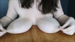Huge Milky Boobs Playing on the Table, Big Saggy Hangers Huge Veiny Areolas_.jpg